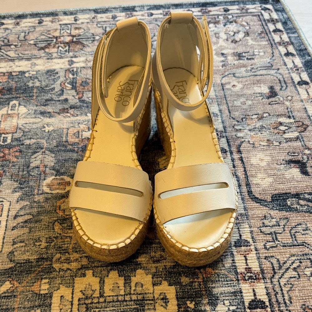 Franco Sarto Cream Wedge Sandals